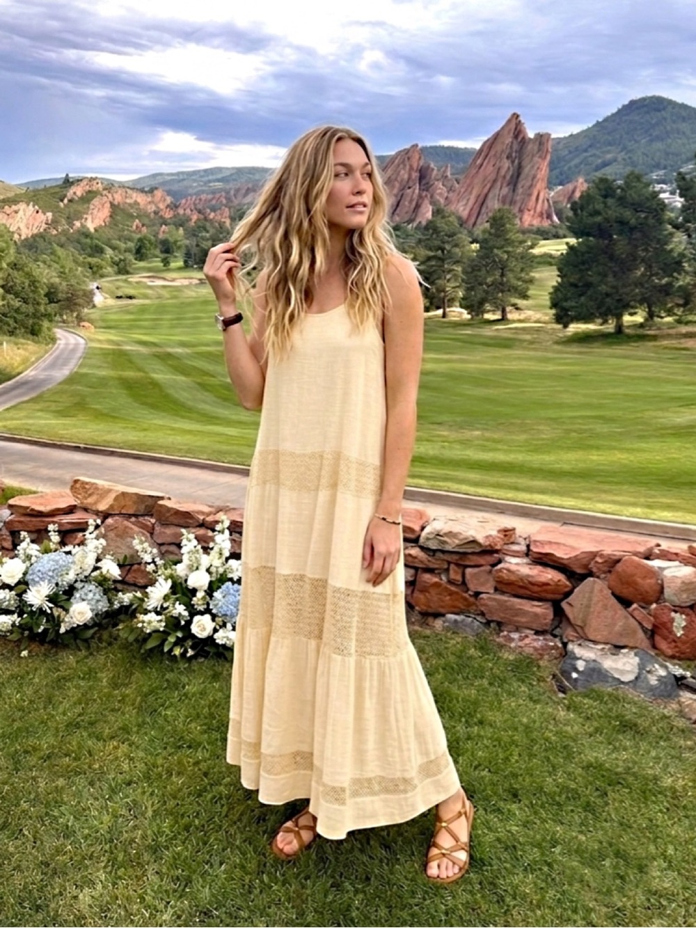 Free People Size Small Meet Me At The Sunset MIdii Soft Yellow Sleeveless - Picture 6 of 13
